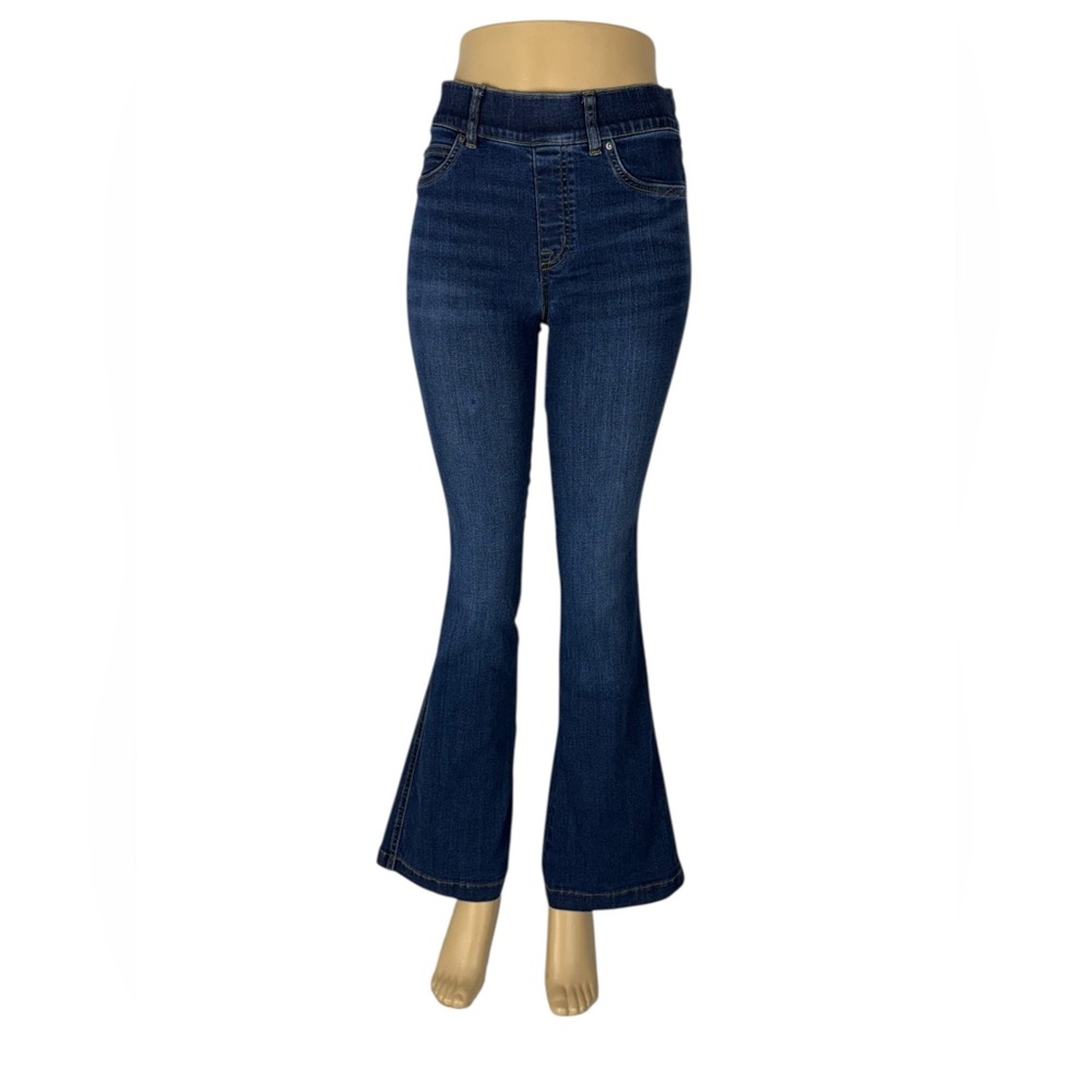SPANX Womens Small Petite Flare Jeans Blue Pull On Stretch 20327Q Denim Cotton - Picture 2 of 11